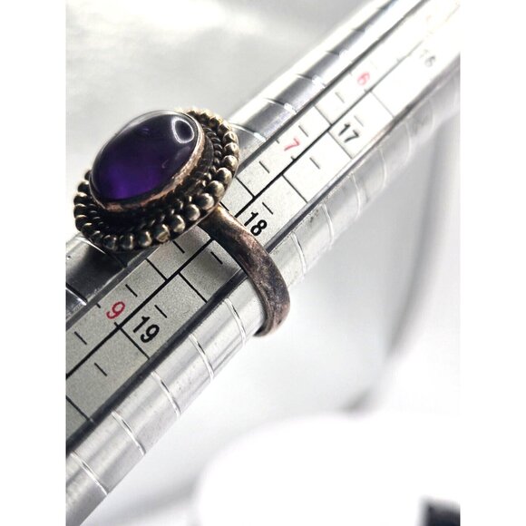 Vintage Sterling Silver and Amethyst Ring and Earring Jewelry Set - Picture 2 of 7